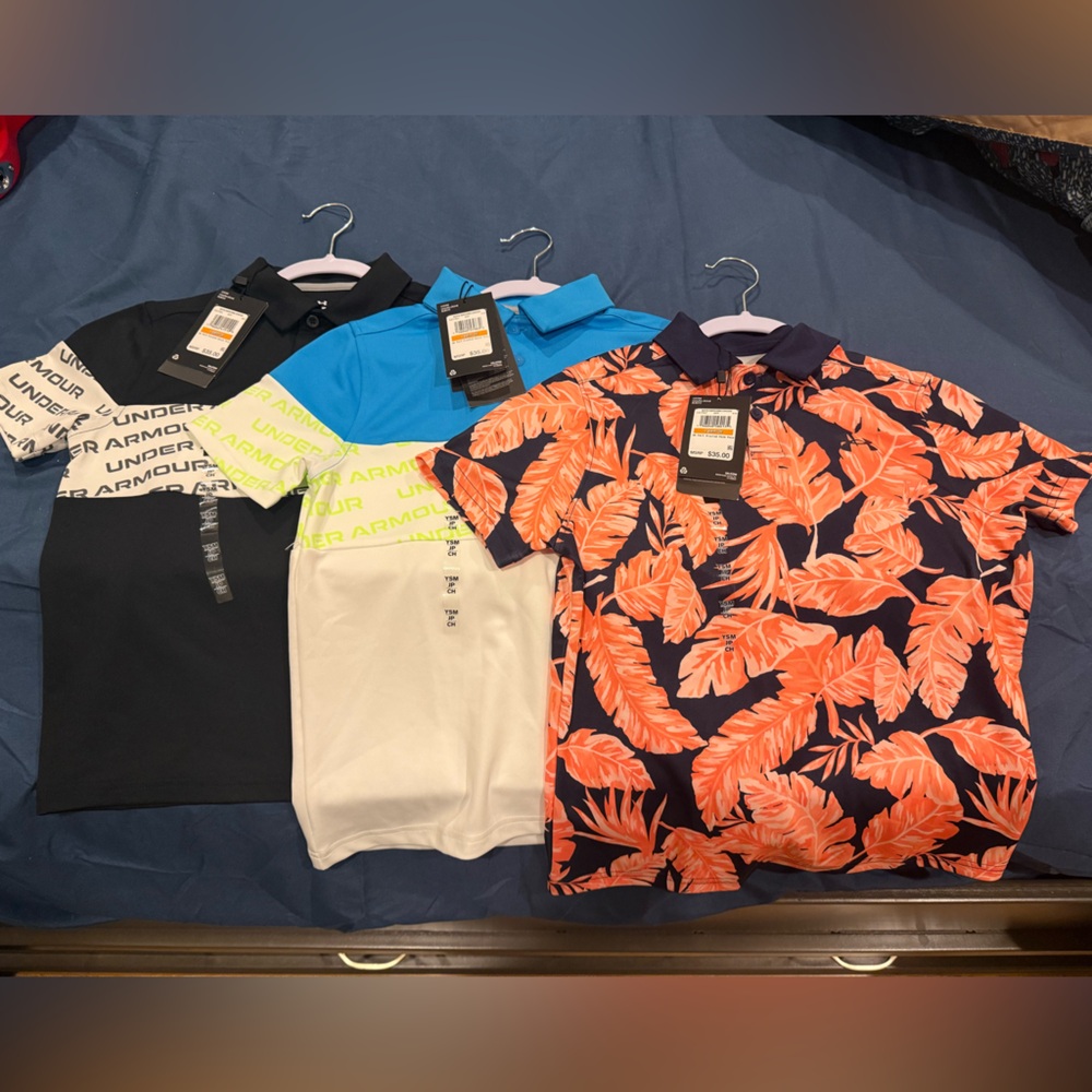 Under Armour Kids Polo Shirts - Black, White, Blue, Orange